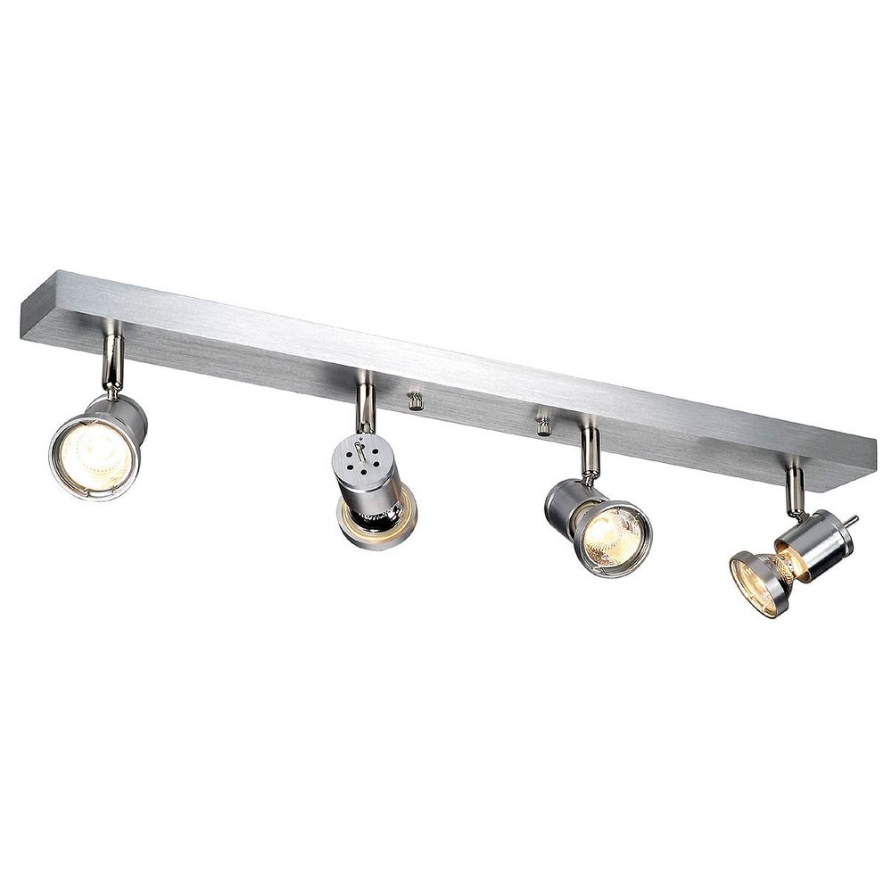 Asto IV Wand- und Deckenleuchte Alu-Gebürstet 4xGU10 Spot max. 75W mit gebürsteter Oberfläche und flexiblen Spots.