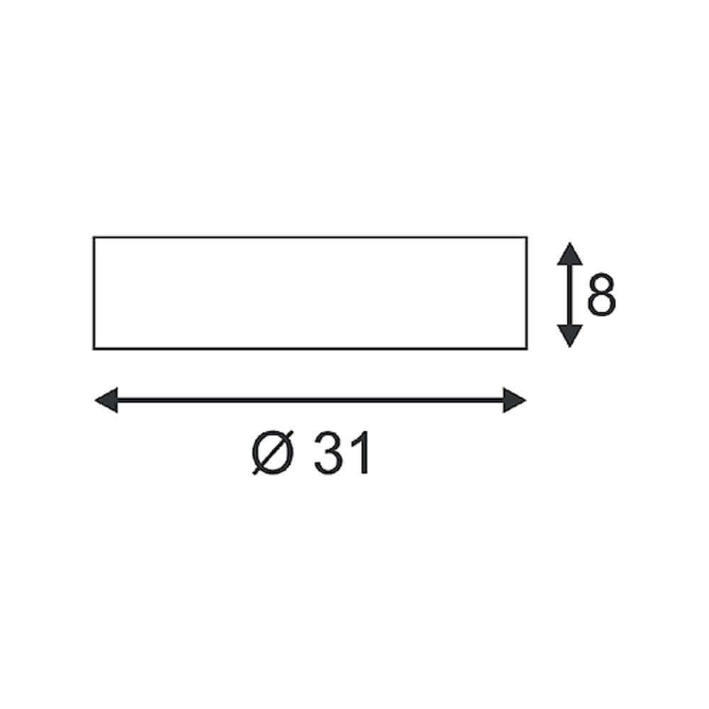 Technische Zeichnung der Deckenleuchte GL 105 E27 rund weisser Gips max. 2x25W mit Durchmesser 31 cm.