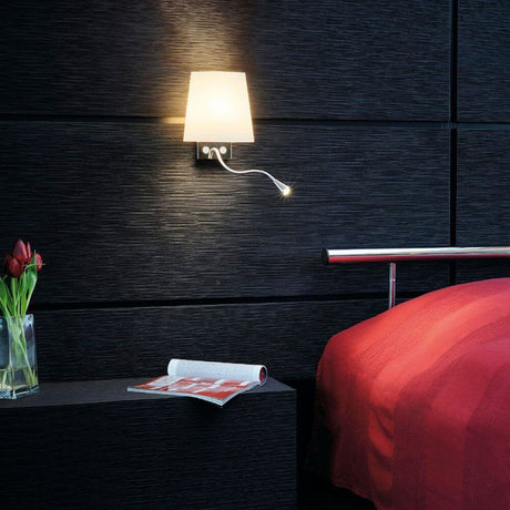 Coupa Flex LED wall light chrome 3000K with warm white light color and reading light in the bedroom