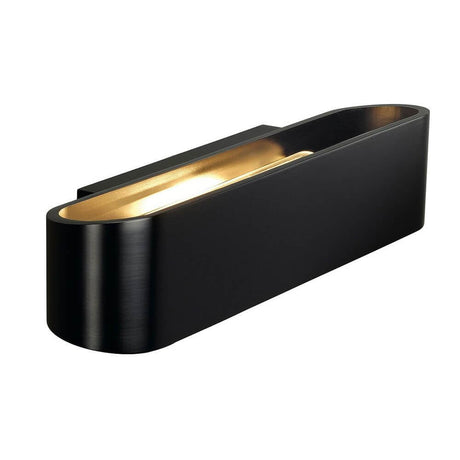 Ossa R7s 300 Wall Light Oval Matte Black with Gold Interior Lighting