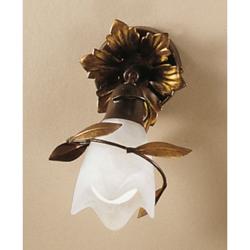 Campana Wand- & Deckenleuchte Glas schwenkbar Ø 10cm mit floralen Details und opalinem Glas.