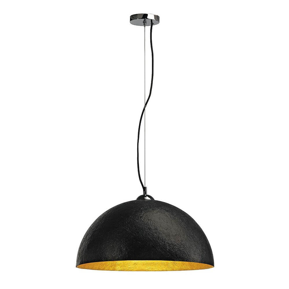 Forchini Pendelleuchte PD-1 rund schwarz/gold E27 max. 40W mit schwarzem und goldenem Innenschirm
