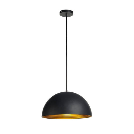 Forchini M Pendelleuchte PD-2 40cm rund schwarz gold E27 max. 40W - elegante Hängeleuchte mit Aluminium-Schirm