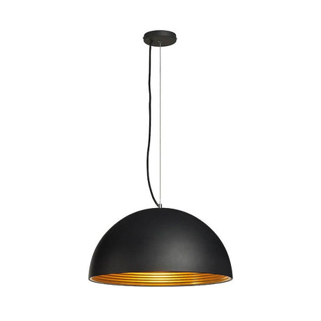 Forchini M Pendelleuchte PD-1 50cm rund schwarz gold E27 max. 40W, schwarze Hängeleuchte mit goldener Innenlackierung