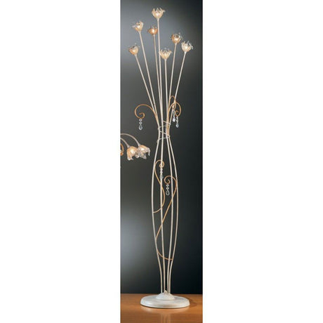 Roma Stehleuchte 7-flammig Kristall-Glas Ø 35cm, elegante Stehleuchte mit Kristallelementen.