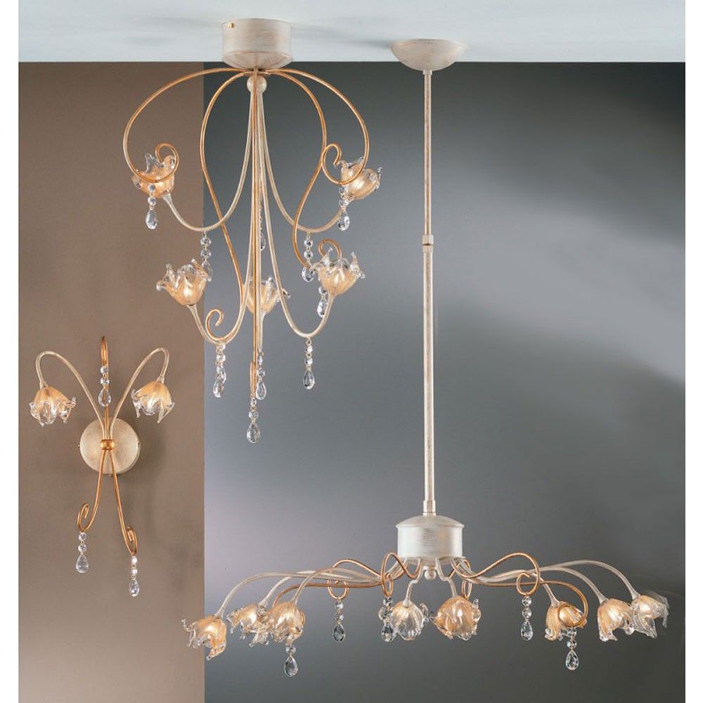 Roma Pendel 8-flammig Kristall-Glas 68-100cm in stilvollem Design mit funkelnden Kristallen.