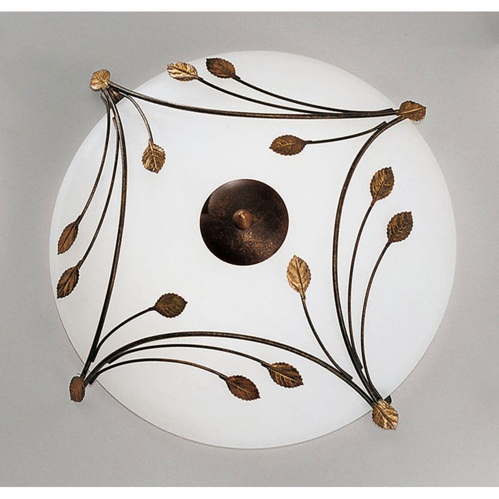 Foglie Deckenleuchte 2-flammig mit Blätter Ø 46cm - elegante Deckenleuchte mit Blatt-Design und bronze Akzenten.