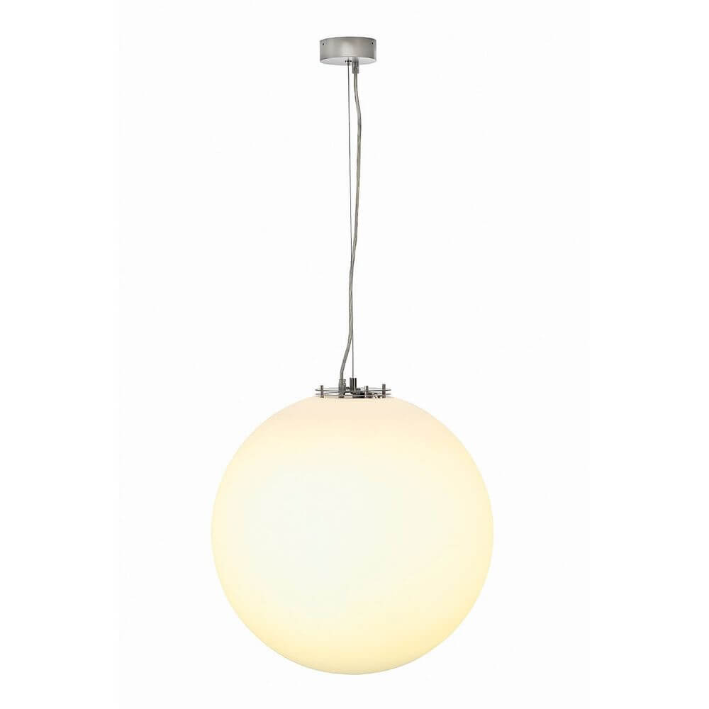 RotoBall E27 Pendelleuchte silbergrau weiß ESL max. 24W mit kugelförmigem Leuchtenschirm aus Kunststoff.