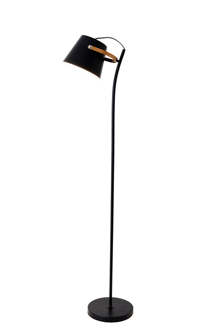 Stehleuchte Esperto mit Schirm Rund 143 cm Gold, schwarze Designer-Stehleuchte mit rundem Schirm und Eisenfuß