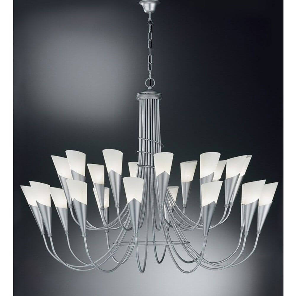 Hängeleuchte Campagnola Brillant-Silber, 24-flammig, Ø 120cm, modernes Design in elegantem Silber.