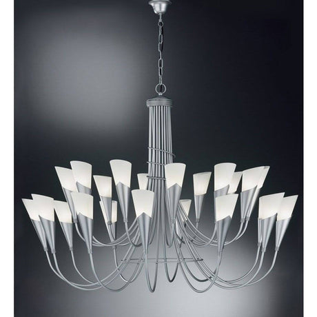 Campagnola Brillant-Silber 24-flammig Ø 120cm elegante Deckenleuchte mit einem modernen Design.