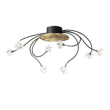 Lampa sufitowa Fiorella Gold, 8-punktowa, ramiona w stylu antycznej rdzy, 84 cm – elegancki design ze szkłem i metalem.