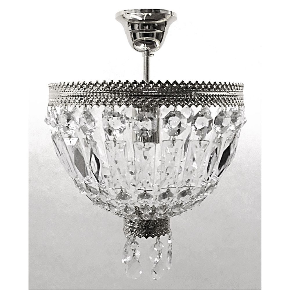 Hängeleuchte Cupola in glänzendem Nickel mit Kristallglas, Ø 30cm, von Hans Kögl - exquisites Design und Qualität.