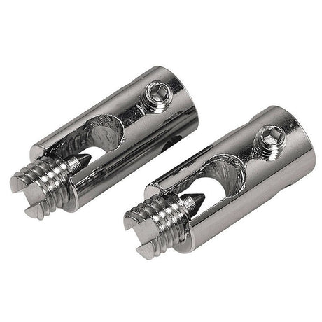 Feed-in connector for low-voltage cable system, chrome, 2 pcs., max. 25A for low-voltage cable system.