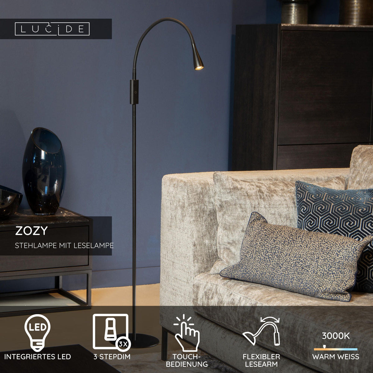 LED-Lese-Stehleuchte Zozy mit Touchdimmer und flexiblem Lesearm (6)
