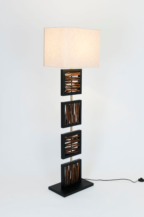 Stehleuchte Vulcano Holz mit Schirm Rechteckig 160 cm (1)