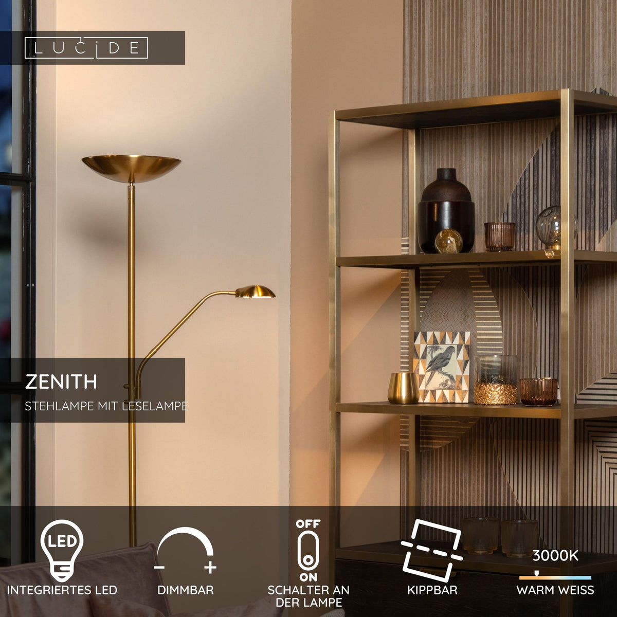 LED-Stehleuchte Zenith mit Lesearm dimmbar schwenkbar (8)
