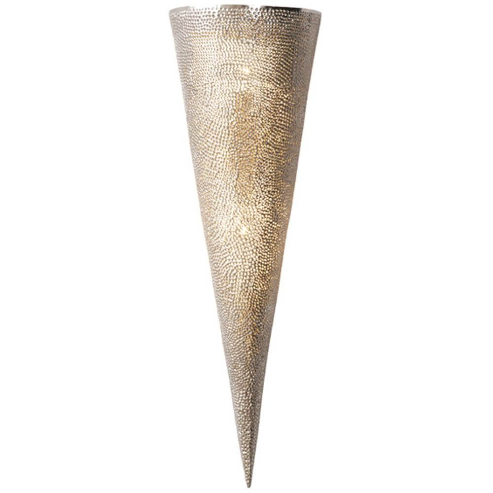 Wandleuchte 2-flammig Oriental Metall Silber in konischer Form mit strukturiertem Silberfinish.