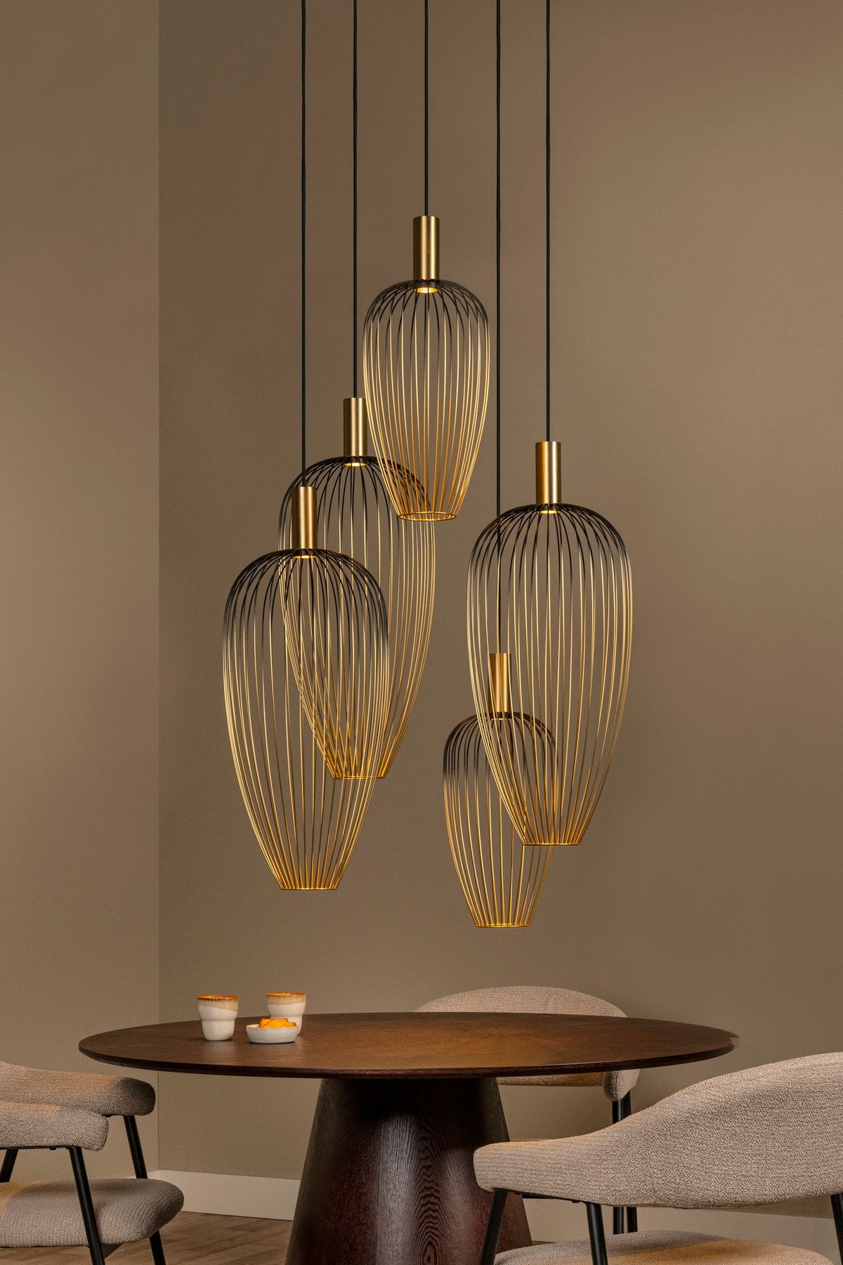Aurelie 5-light pendant light height-adjustable dimmable Gold (1)