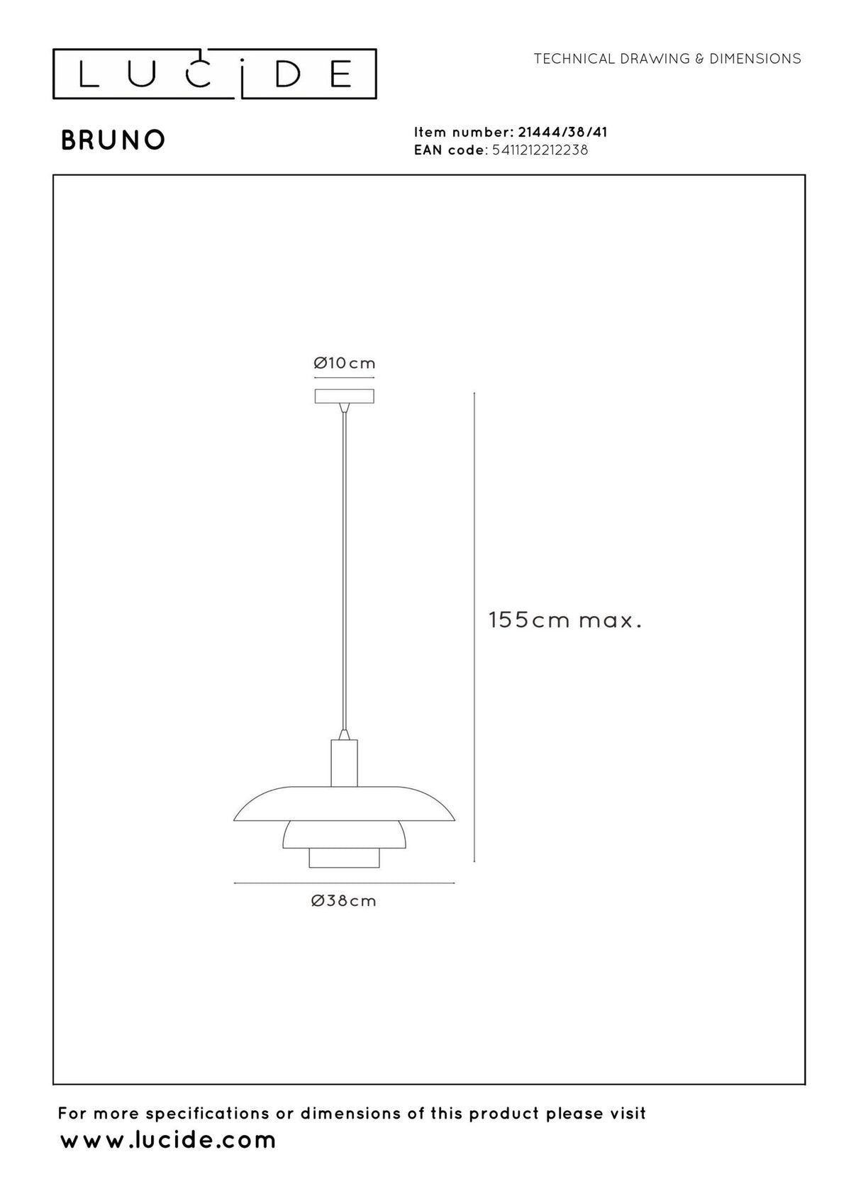 Pendant light Bruno 1-light height-adjustable Ø38cm (4)