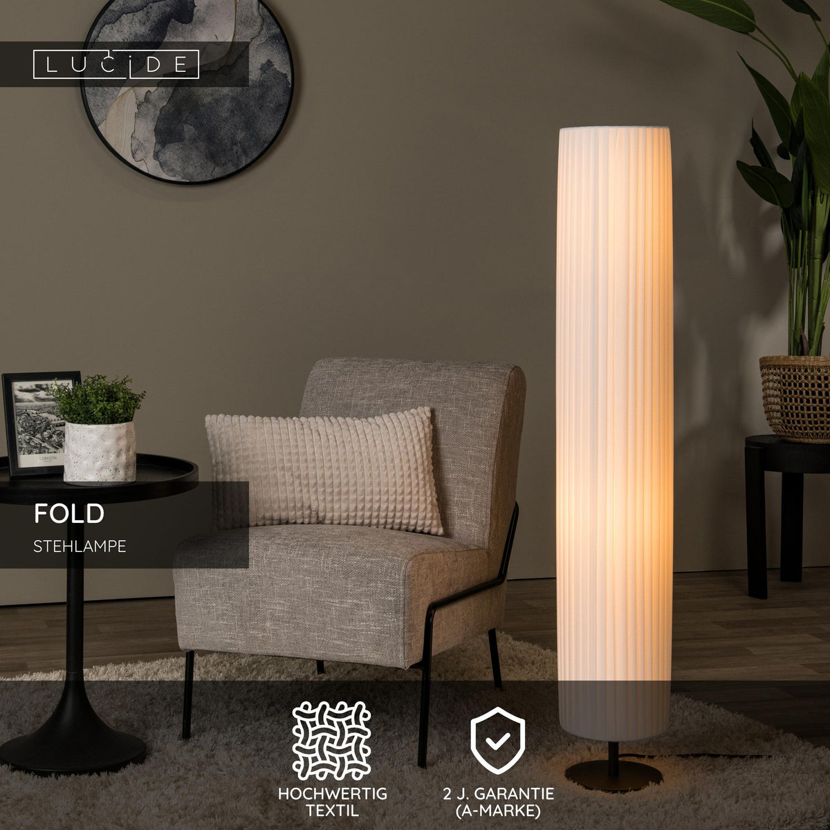 Floor lamp Fold 2-light with cable switch White 120cm (3)