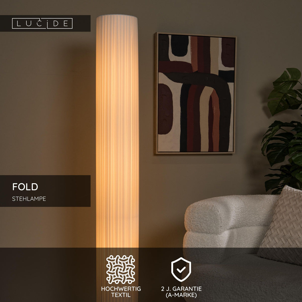 Lampa stojąca Fold 3-płomienna z abażurem tekstylnym (3)