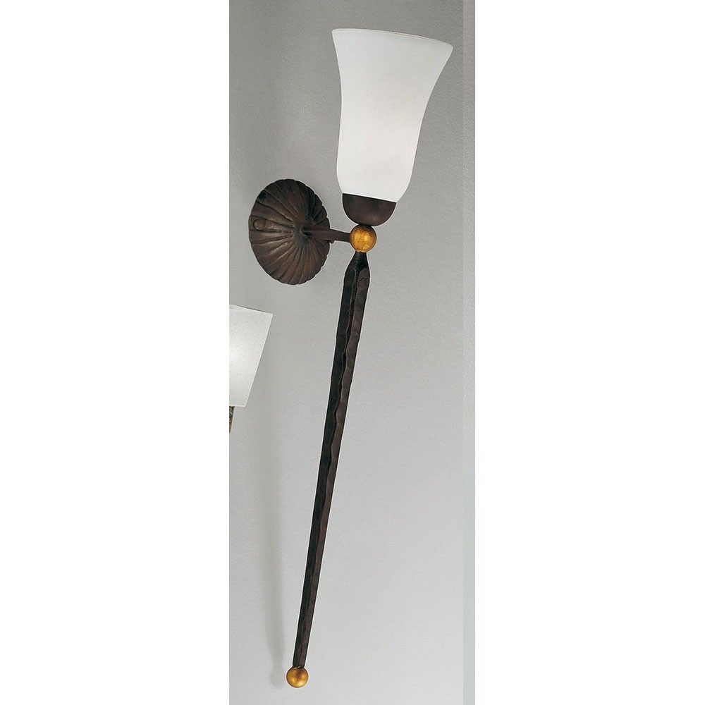Antico Fackel Wandleuchte 73cm mit eleganter Halterung und schickem Lampenschirm.