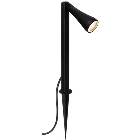 Lampada da terra da esterno Mono nera con testa regolabile per un'illuminazione mirata negli spazi esterni.