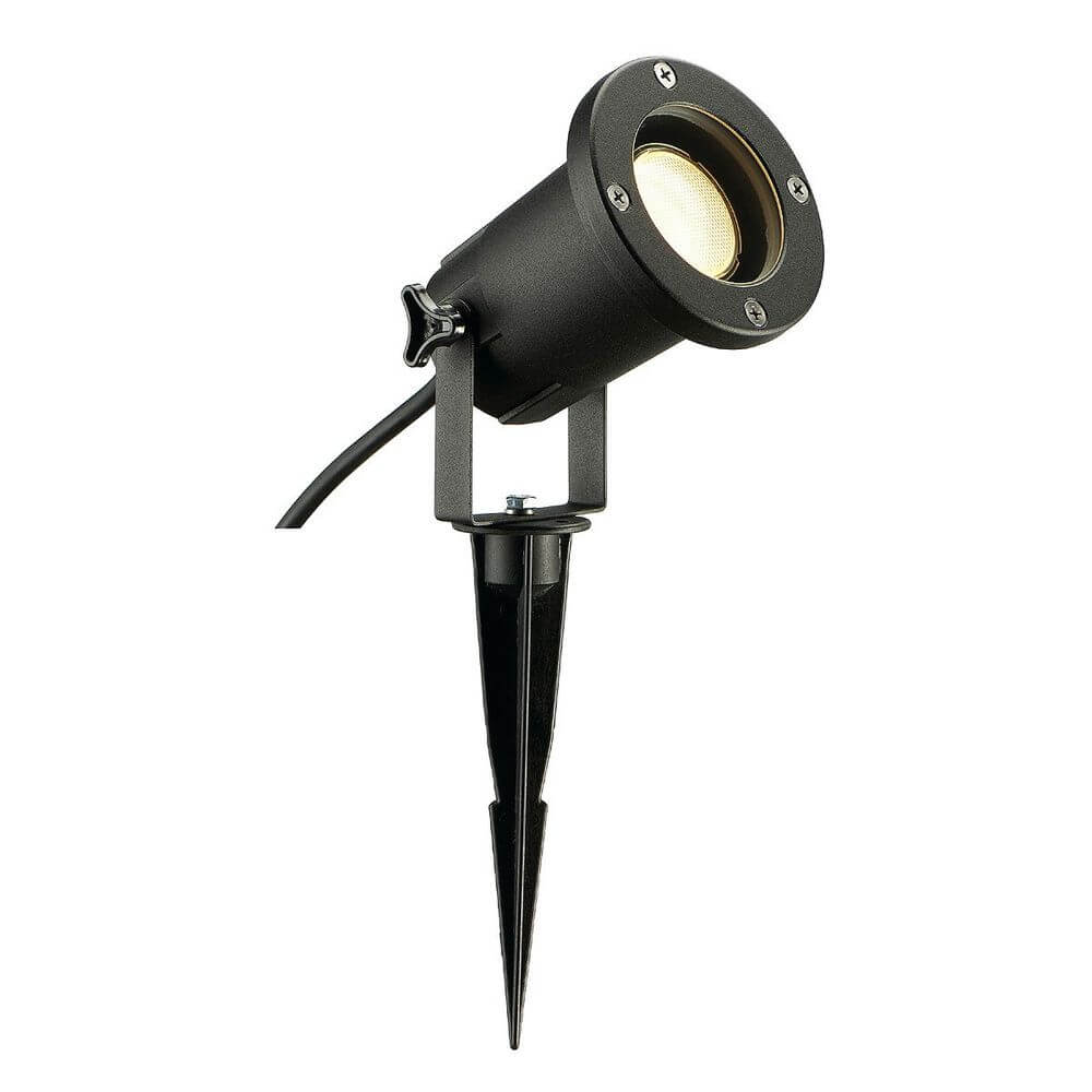 Nautilus Spike XL Strahler in Schwarz mit Kabel und Stecker für Außenbeleuchtung, IP65 Spritzwasserschutz.
