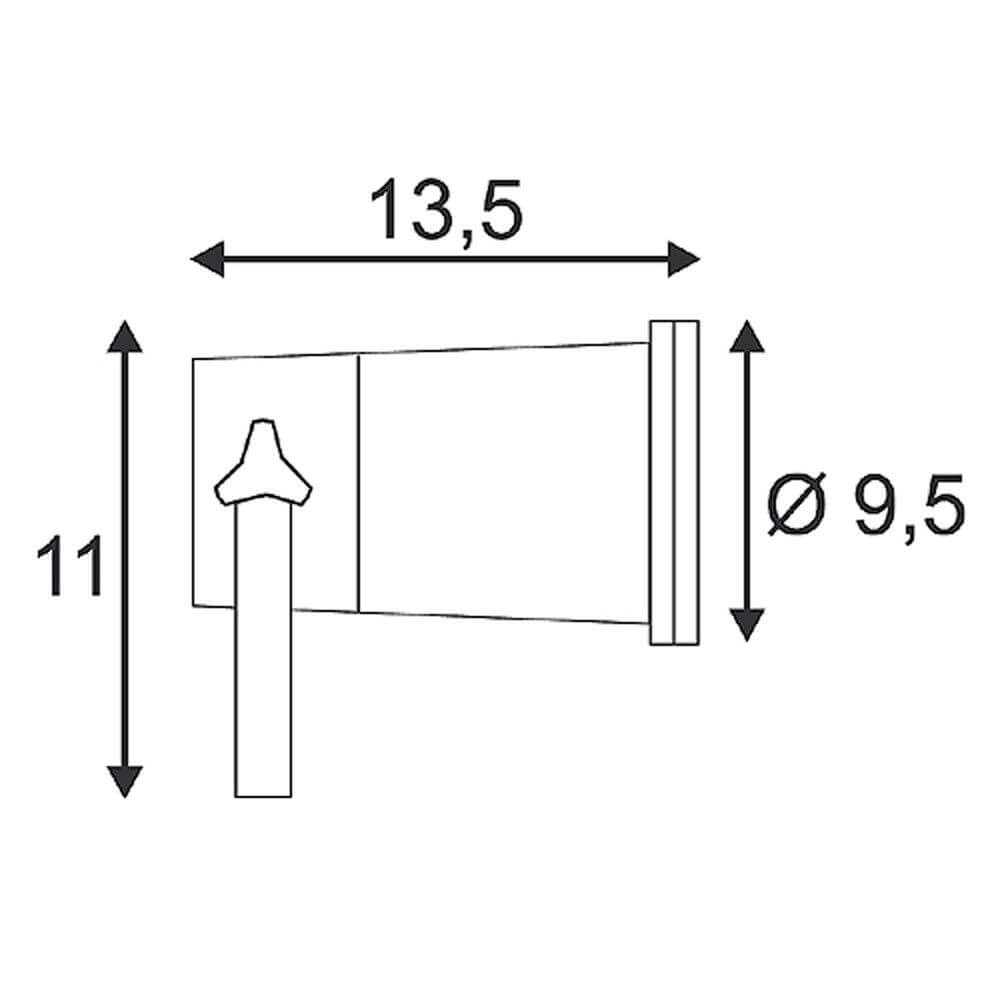 Maßzeichnung des Nautilus Spike XL Strahlers mit Abmessungen in Zentimetern.