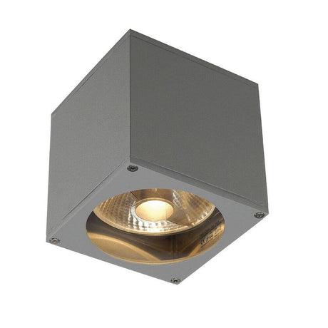 Big Theo Wall Out Wandleuchte eckig silbergrau ES111 max. 75W für den Außenbereich, IP44, Aluminium und Glas
