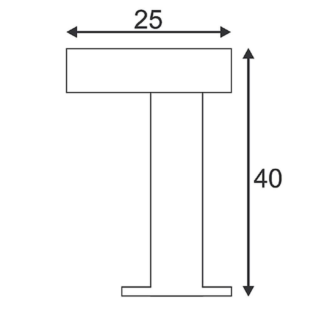 Maßzeichnung der Rusty PATHLight Stehleuchte Eisen gerostet GX53 max. 9W mit 25 cm Breite und 40 cm Höhe.