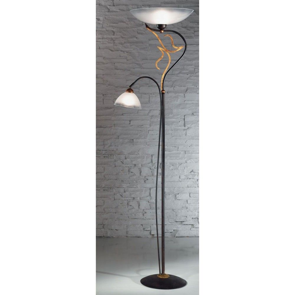 Amabile gulvlampe med lesearm, 2 lyskilder, Ø 40 cm, elegant gulvlampe til stue og lesekrok.