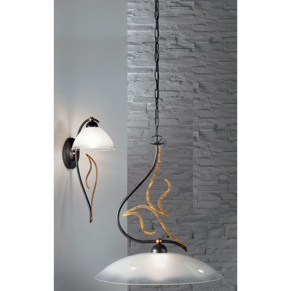 Amabile Pendel groß Glas Weiß Ø 50cm - elegante hängende Lampe mit Glas-Schirm und kunstvollem Design.