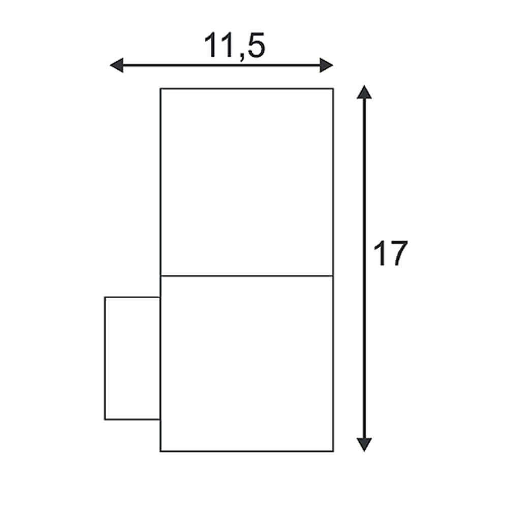Abmessungen der GRAFIT Wandleuchte WL anthrazit weiß E27 ESL max. 11W IP44, 11,5 cm x 17 cm