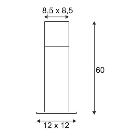 GRAFIT Stehleuchte SL 60 Anthrazit E27 ESL max. 11W IP44 mit Maßen 60 cm, 12 x 12 cm Fuß, 8,5 x 8,5 cm Kopf