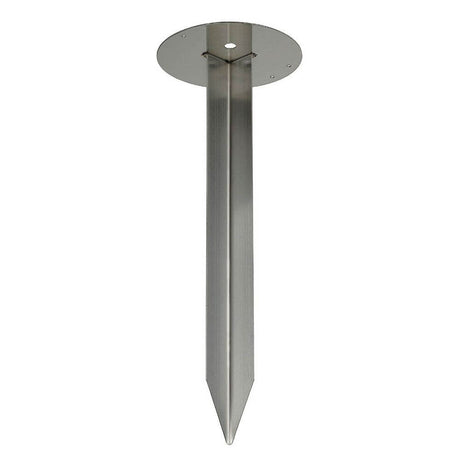 Galvanized steel ground spike for the easy installation of floor lamps in the ground.