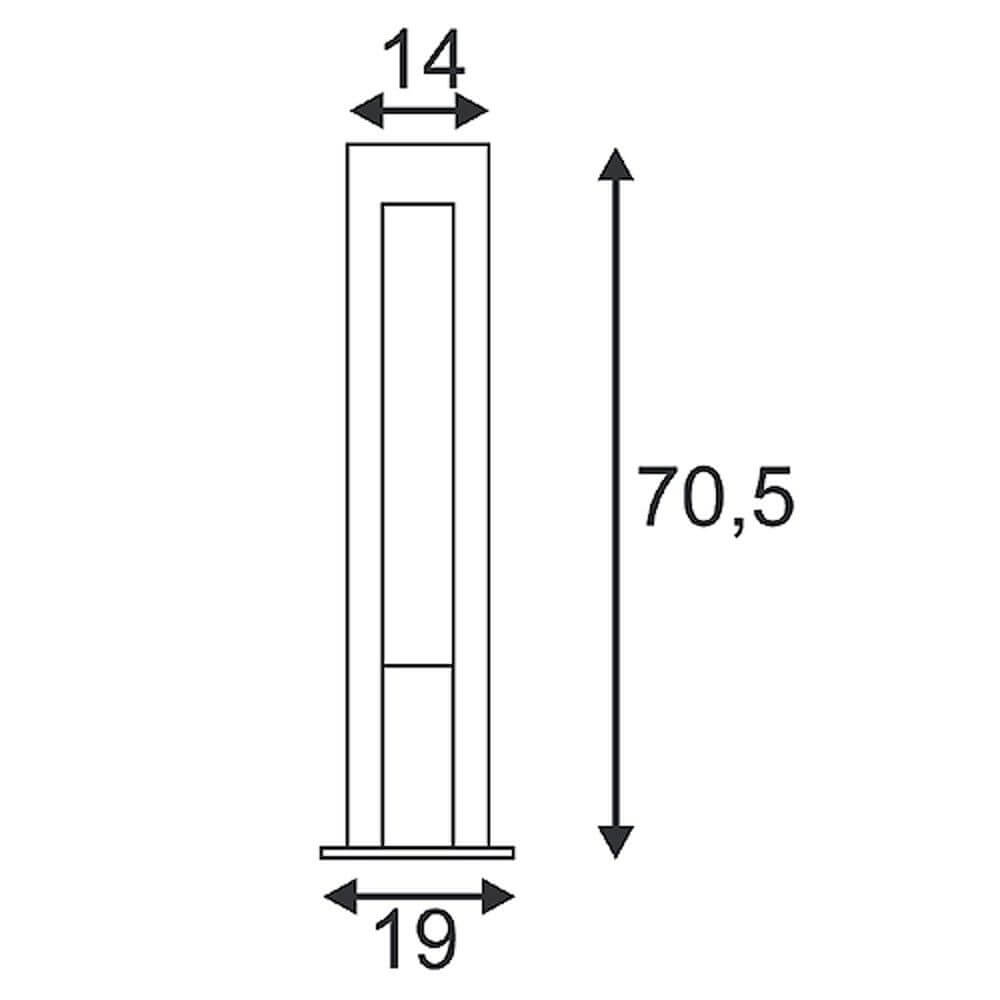 Maßzeichnung der Arrock ARC GU10 Stehleuchte Granit salt & pepper GU10 max. 35W mit Abmessungen 14x19x70,5 cm.