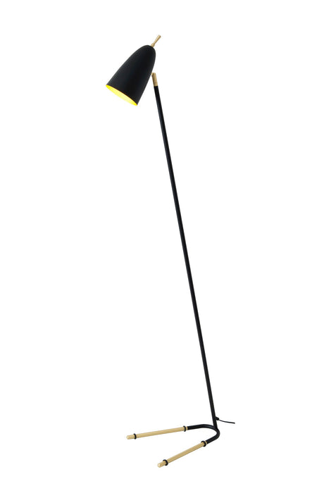 Stehleuchte Obelisco mit Schirm Rund 152 cm Gold, schwarze Metallleuchte von Holländer mit goldenen Akzenten