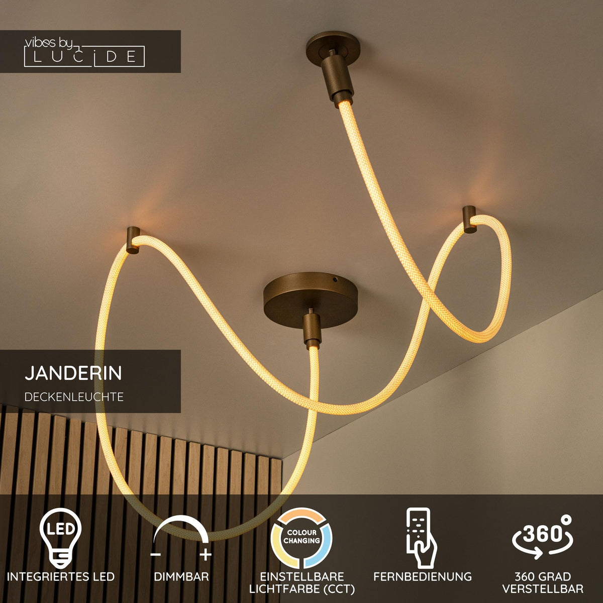 LED-taklampa Janderin dimbar CCT Champagne 300cm (6)
