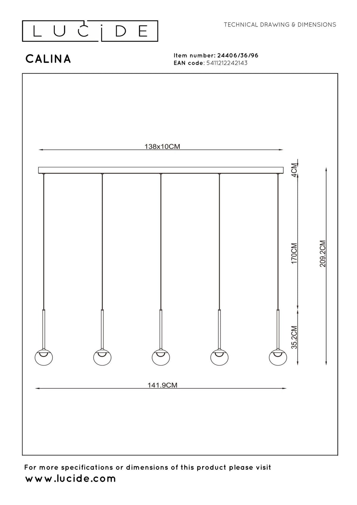 LED-Candeeiro suspenso Calina de 5 luzes com cor da luz ajustável retangular (4)