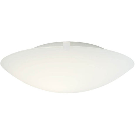Plafonnier standard blanc avec abat-jour en verre opalin blanc pour une lumière chaleureuse dans chaque pièce.