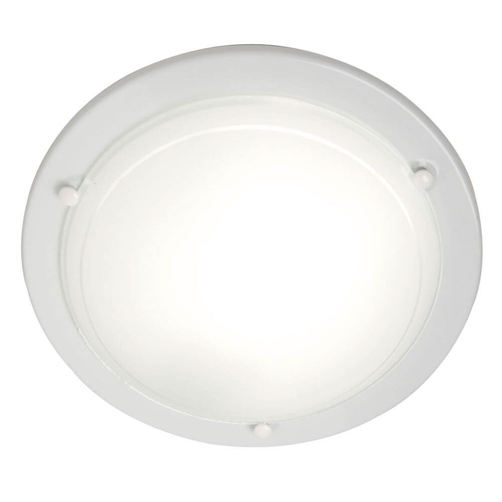 Spinner Deckenleuchte Weiß, runde Deckenlampe in Weiß mit LED-Beleuchtung.