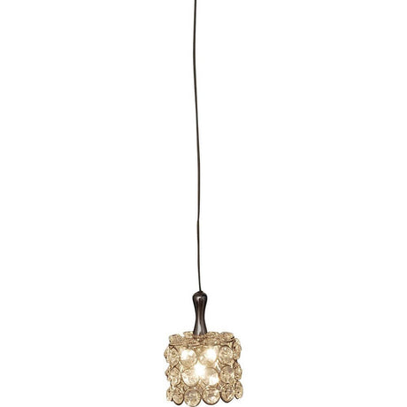 Lámpara colgante redonda de metal cromado-vidrio de cristal plata-transparente con un diseño elegante y un brillo cristalino.