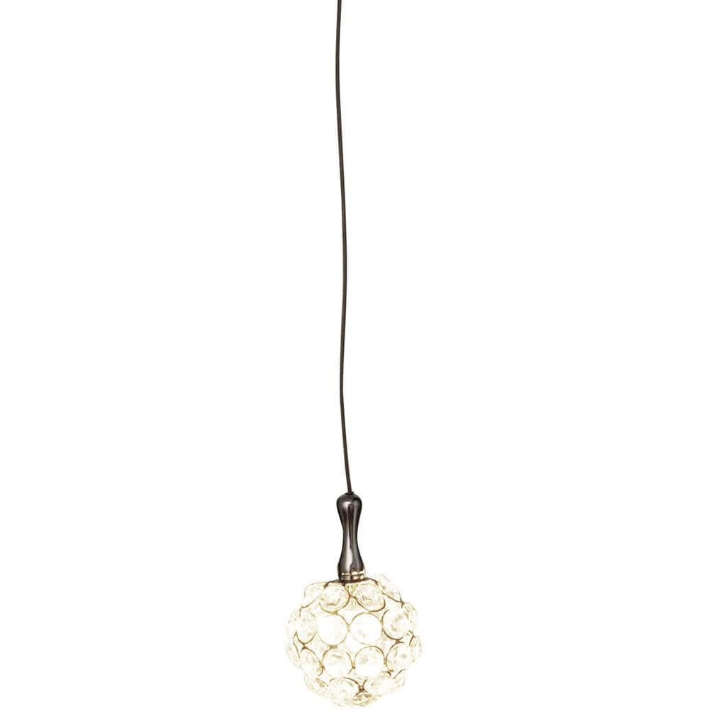 Lámpara colgante bola de metal cromado - cristal plateado - claro, elegante lámpara colgante con óptica de cristal.