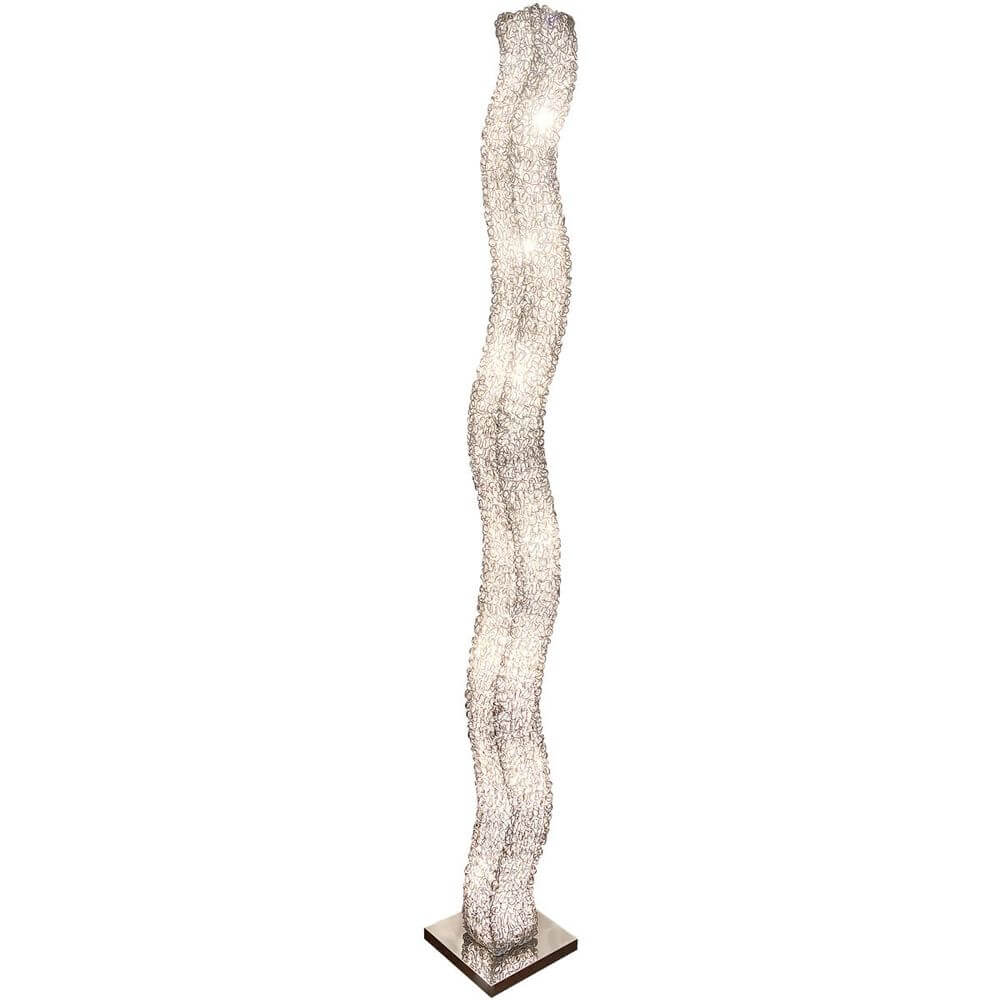 Stehleuchte 8-flammig Rifugio Aluminium-Metall verchromt Silber mit elegantem, gewelltem Design.