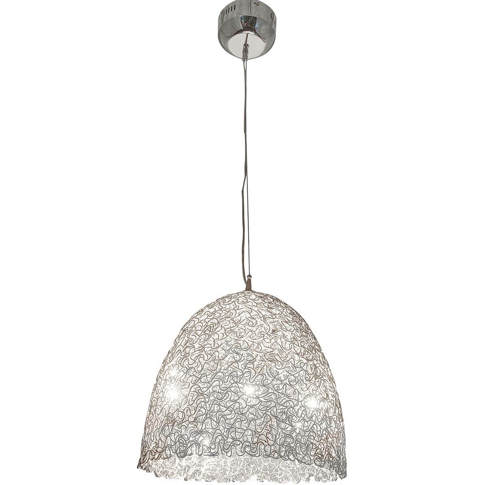 Pendelleuchte 8-flammig aus verchromtem Aluminium-Metall in Silber, modernes Design mit eleganten Lichtakzenten.