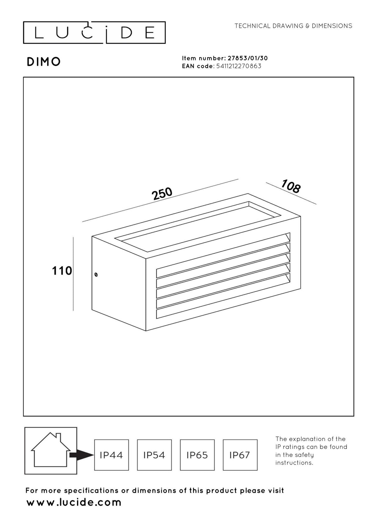 Außenwandleuchte Dimo 1-flammig IP54 25cm Anthrazit (4)