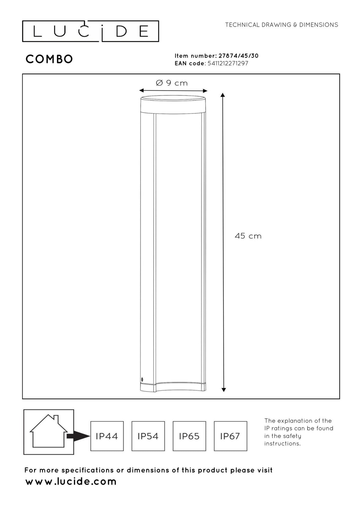 LED-Pollerleuchte Combo IP54 45cm hoch (3)