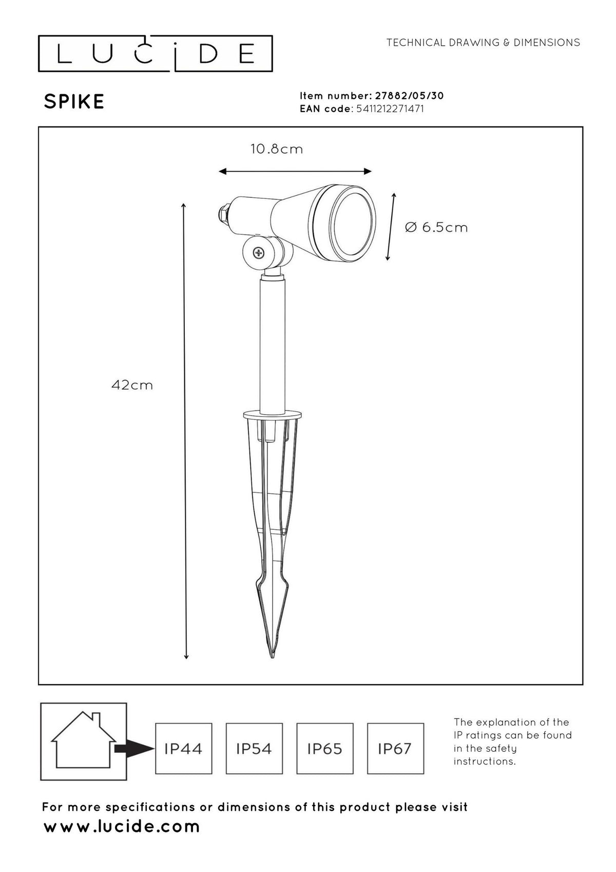 LED-garden spotlight Spike dimmable pivoting IP54 black (5)